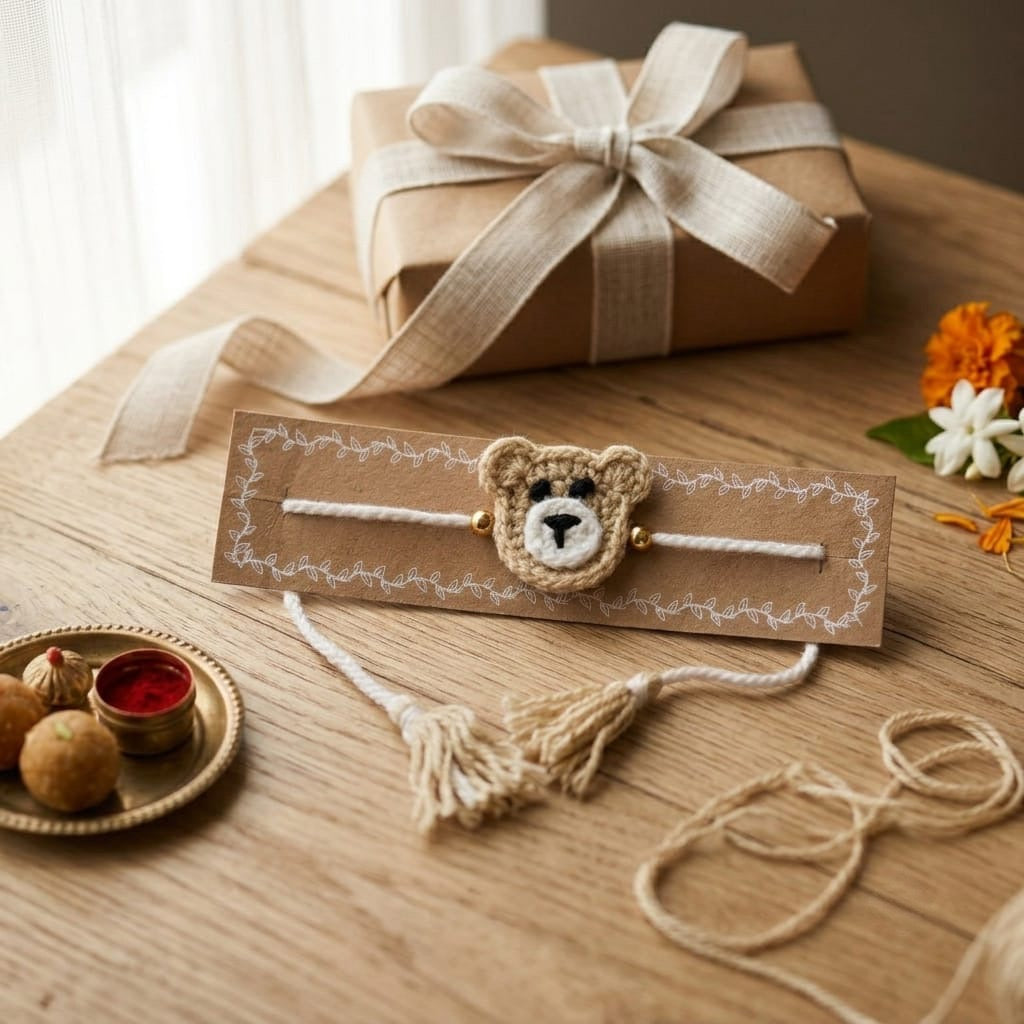 Crochet Brown Teddy Bear Rakhi