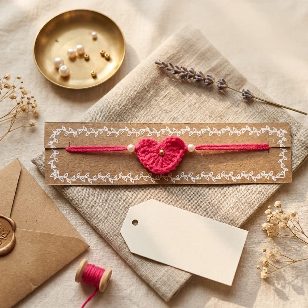 Crochet Heart Rakhi