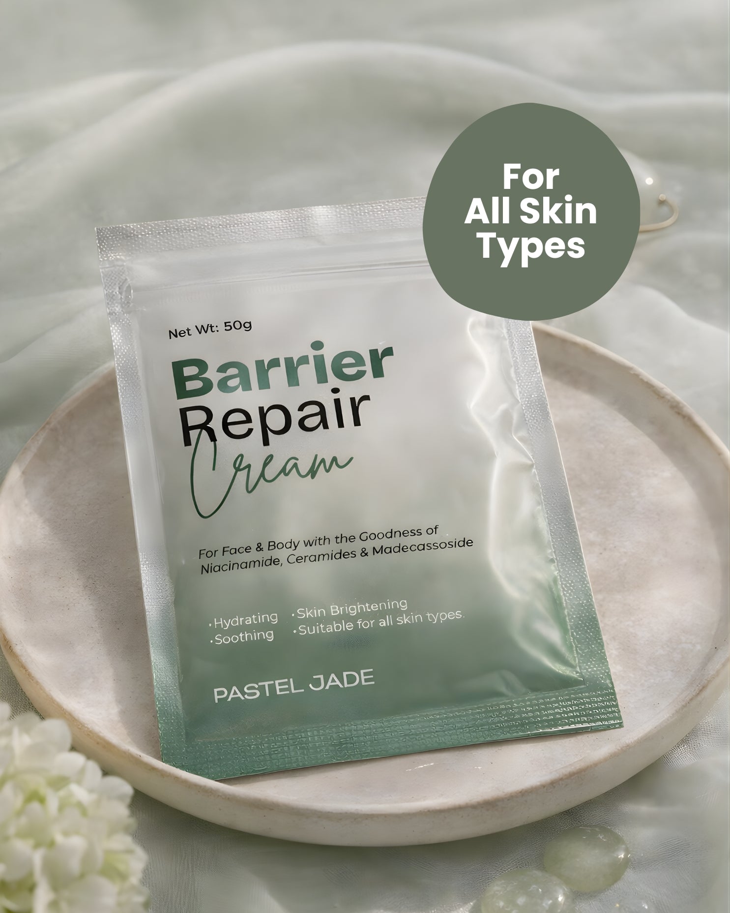 Lightweight Barrier Repair Cream Refill (Ceramides + Niacinamide) Glowy • Breathable • Face & Body