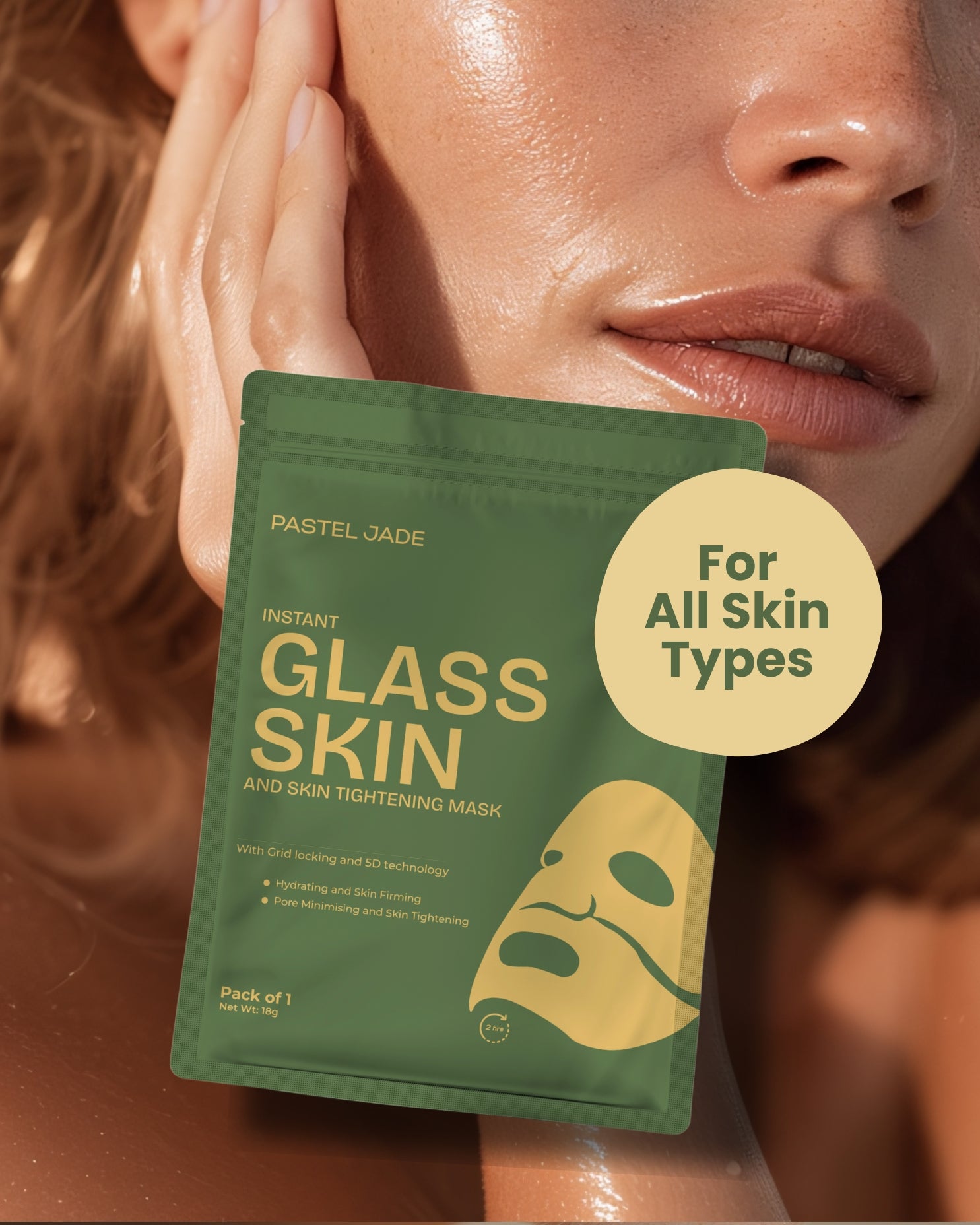Instant Glass Skin and Skin Tightening Mask pack of 1 (Bio collagen mask)